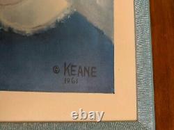 Vintage Margaret Keane 1961 Big Eyes Girl Et Son Chat Imprimé Encadré (pas De Verre)