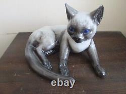 Vintage Rosenthal Allemagne Siamese Cat Porcelaine Figurine 9.5