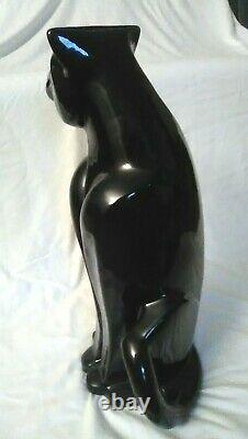 Vintage Royal Haeger Art Déco Black Panther Big Cat Ceramic Statue Figurine 21