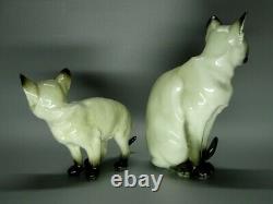 Vintage Siamois Chats Original Hutschenreuther Figurine De Porcelaine Sculpture D'art