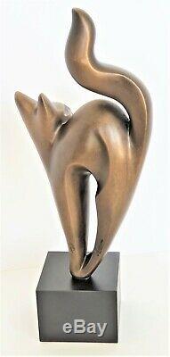 Vntg Austin Productions Moderniste Bronze Sculpture Cat Tone Signée Daté Tn-o Euc