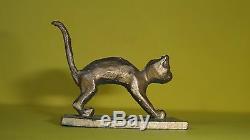 Vtg Art Déco Bronze Cat Miniature Statue Israël Aharon Bezalel Bier