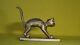 Vtg Art Déco Bronze Cat Miniature Statue Israël Aharon Bezalel Bier