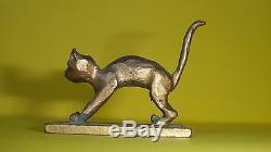 Vtg Art Déco Bronze Cat Miniature Statue Israël Aharon Bezalel Bier