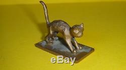 Vtg Art Déco Bronze Cat Miniature Statue Israël Aharon Bezalel Bier