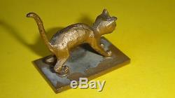 Vtg Art Déco Bronze Cat Miniature Statue Israël Aharon Bezalel Bier