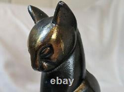 Vtg Frankart Art Déco Siamese Cat Bookends Spelter Metal Cubist Sculpture Des Années 1930