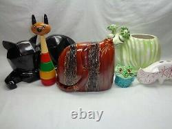 Vtg Glazed Art Pottery Cat Sculpture MCM Deco Mod Décor Danois Accent Moderne