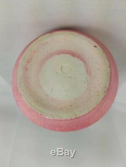 Vtg Guy Cowan Poterie Pistache Glaze Vase Nervuré Forme V-34 Rose Vert Mat