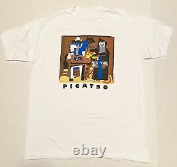 Vtg Picasso Parody Picatso Art Tee T-shirt Trois Musiciens Chats Hanes Beefy XL